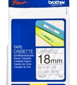 Brother TZe-141 (TZE141) Laminated Label Tape cassette P-touch, Black on Clear 18mm, 8m
