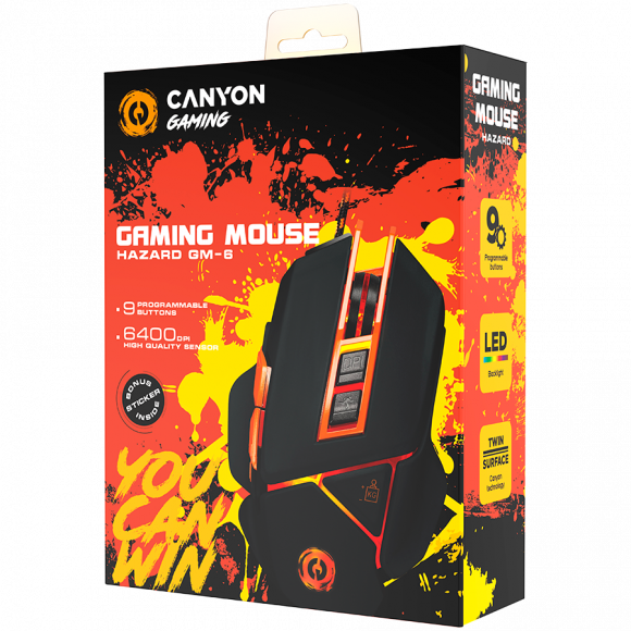 CANYON Optical gaming mouse, adjustable DPI setting 800/1000/1200/1600/2400/3200/4800/6400, LED backlight, moveable weight slot and retractable top cover for comfortable usage - Image 6