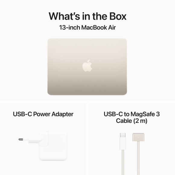 13-inch MacBook Air: Apple M3 chip with 8-core CPU and 10-core GPU, 24GB, 512GB SSD - Starlight,Model A3113 - Image 12