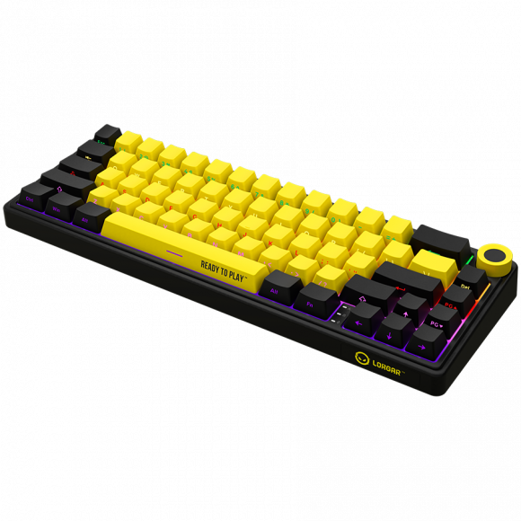 LORGAR KBP70MW, Wireless 65% Mechanical Gaming Keyboard Pro, Black/yellow, EN layout - Image 2