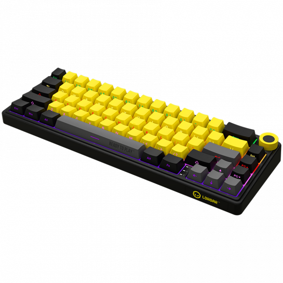 LORGAR KBP70MW, Wireless 65% Mechanical Gaming Keyboard Pro, Black/yellow, EN layout - Image 7