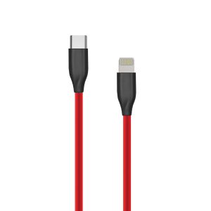Silicone Cable USB Type C - Lightning, 1m (red)