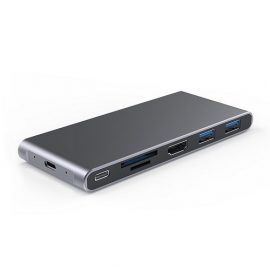 Adapter USB-C - HDMI, 2x USB 3.0, SD, TF, PD60W + M.2 NGFF SSD Case