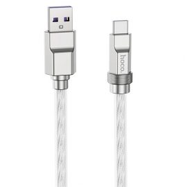 Silicone Cable HOCO Type-A - Type-C, 100W, transparent, 1m