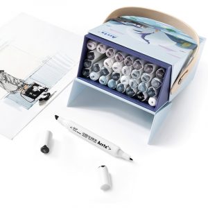 Double-sided Marker Pens ARRTX Alp, 32 Colours, grey tone shade