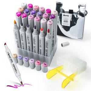 Double-sided Marker Pens ARRTX Oros, 24 Colours, purple tone shade