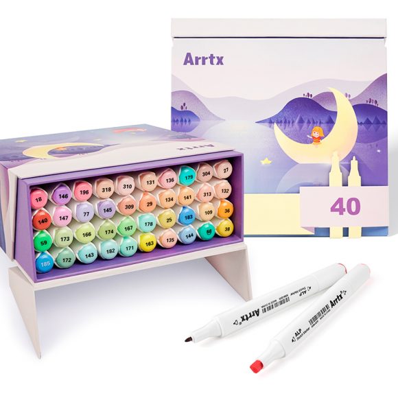 Double-sided Marker Pens ARRTX Alp, 40 Colours, pastel tone shade