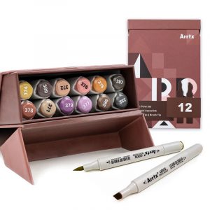 Double-sided Marker Pens ARRTX  Oros, 12 Colours, earth tone shade