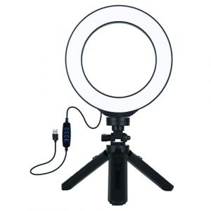 LED Ring Lamp 16cm With Pocket Tripod Mount 12-14.5cm, USB