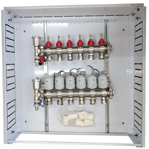 Heating Manifold 6 Loops with Thermal Actuators NC AC230V and Flow Meters