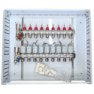 Heating Manifold 9 Loops with Thermal Actuators NC AC230V and Flow Meters