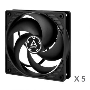 ARCTIC P12 Pressure-Optimised Fans, 3-pin, 5-fan pack, black | ACFAN00135A