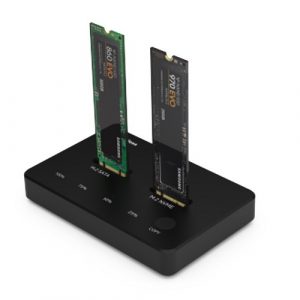 SSD Dual Bays Docking Station M.2 NVME+SATA, USB-A, USB-C | HC380619