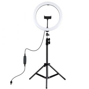 LED Ring Lamp 30 cm With Desktop Tripod Mount Up To 1.1m, Phone Clamp, USB (PKT3063B)