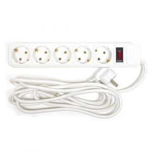Extension cord 3m, 5 sockets, with switch | PPSA10M30S5B