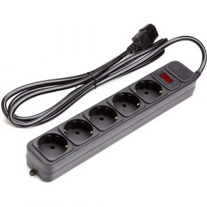 UPS-Rated Extension Cord 2m, 5 sockets, with switch, black | PPUA10M20S5