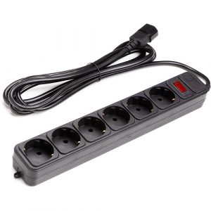 UPS-Rated Extension Cord 3m, 6 sockets, with switch black | PPUA10M30S6