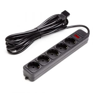 UPS-Rated Extension Cord 5m, 5 sockets, with switch, black | PPUA10M50S5