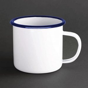 Ecost customer return Olympia Enamelled cups, whiteblue, 35 cl, pack of 6