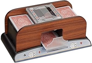Ecost Customer Return Relaxdays Automatic Card Shuffler, 2 Decks, Battery-Operated, for Rummy and Po