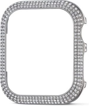 Ecost Customer Return Swarovski Sparkling Silver Case Frame Fits Apple Watch® 40mm