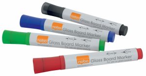 Whiteboard Marker Glass Nobo (4 pcs) Asorted: Black, Blue, Green, Red Whiteboard Marker Glass Nobo (4 pcs) Asorted: Black, Blue, Green, Red