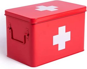 Ecost customer return Theo&Cleo Medizin Box Metall, Erste Hilfe Kasten Koffer Schrank, Arzneischrank