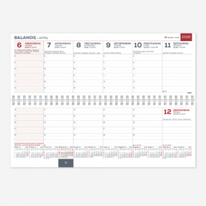 Horizontal table calendar Memo PVC 2026m. Black