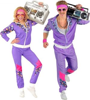Ecost Customer Return Widmann 00200 - 80s Tracksuit Costume, Jacket and Trousers, Assi Suit, Proll S