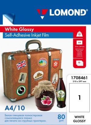 Lomond Film for inkjet printers, white glossy, self adhesive A4, 10 sheets