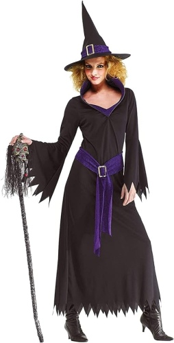 Ecost Customer Return Foxxeo Gold Black Witch Costume with Witch Hat for Women – Size M-XXXXL – Carn