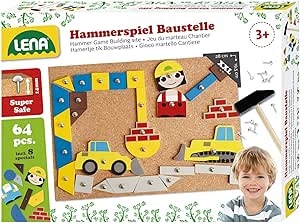 Ecost Customer Return Lena 65828 Hammer Game with 64 Colorful Pieces and Cork Base Plate