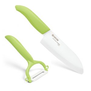 Kyocera FK140CP10NGR SANTOKU KNIFE & PEELER Set, knife (14 cm blade) and peeler, Green Kyocera FK140CP10NGR SANTOKU KNIFE & PEELER Set, knife (14 cm blade) and peeler, Green