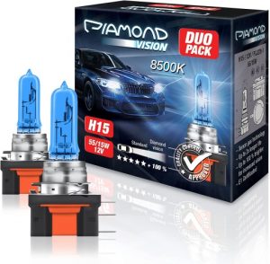 Ecost Customer Return 2x H15 12V 55/15W Diamond Vision Xenon Look Effect Halogen Lamps Bulbs Light