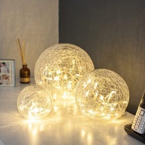Ecost Customer Return Set of 3 LED Glass Balls with Light Chain warm white Indoor