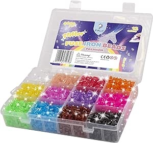 Ecost Customer Return La Manuli Glitter Fuse Beads Kit - 4000 Pieces, 5 mm, 12 Colors