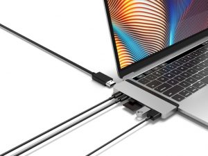 Ecost Customer Return Sanho HyperDrive Duo 7-in-2 - Dock for MacBook Pro/Air, grey color