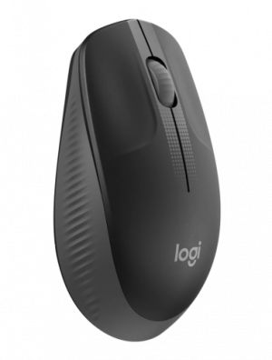 Logitech M190 Full-Size Wireless Mouse, RF Wireless, 1000 DPI, Charcoal