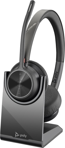 Poly Voyager 4320 UC Stereo Wireless Headset, Bluetooth, USB-A,+BT700 dongle, +Charging Stand, Black
