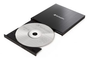 Verbatim 43886 External Slimline CD/DVD Writer External Optical Drive, USB-C/USB-A, Black Verbatim 43886 External Slimline CD/DVD Writer External Optical Drive, USB-C/USB-A, Black