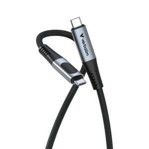 Verbatim 31848 Sync & Charge Cable USB-C to USB-C 100W 480Mbps 120cm, Power Display, Grey/Black Verbatim 31848 Sync & Charge Cable USB-C to USB-C 100W 480Mbps 120cm, Power Display, Grey/Black