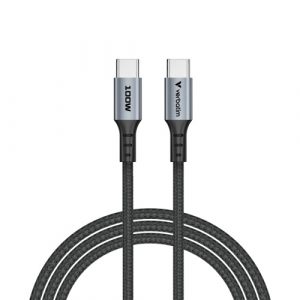 Verbatim 31846 Sync & Charge Cable USB-C to USB-C 100W 480Mbps 120cm, Grey/Black
