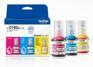Brother BTD180CLVAL Ink Refill Bottles Multipack, CMY