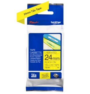 Brother TZe-651 (TZE651) Laminated Labelling Tape Cassette, Black on Yellow 24mm, 8m