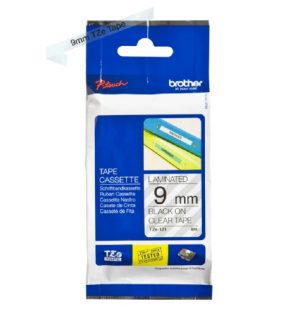 Brother TZE-121 (TZE121) Laminated Labelling Tape, Black on Clear 9mm, 8m