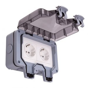 Weatherproof Switched Socket, 2Ch, IP66, EU | EL240180
