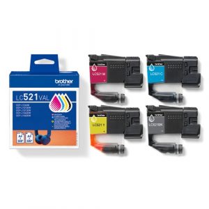 Brother LC-521VAL (LC521VAL) Ink Cartridge Multipack, BK/C/M/Y