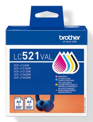 Brother LC-521VAL (LC521VAL) Ink Cartridge Multipack, BK/C/M/Y Brother LC-521VAL (LC521VAL) Ink Cartridge Multipack, BK/C/M/Y