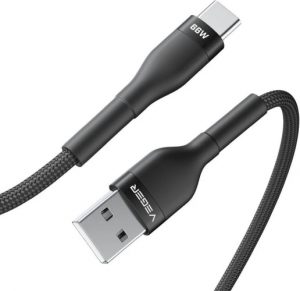 Veger Cable USB-A to USB-C PD 11V 6A 66W AC04 1.2m, Black Veger Cable USB-A to USB-C PD 11V 6A 66W AC04 1.2m, Black