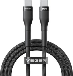 Veger Cable USB-C to USB-C PD 48V 5A 240W CC03 1.5m, Black